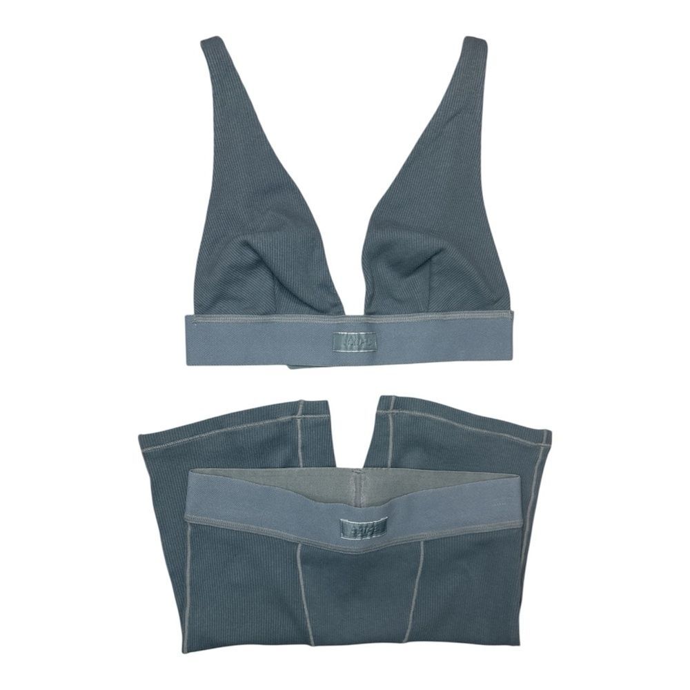 SKIMS Kyanite Cotton Rib Plunge Bralette & Matching Cotton Rib Box Set • XS